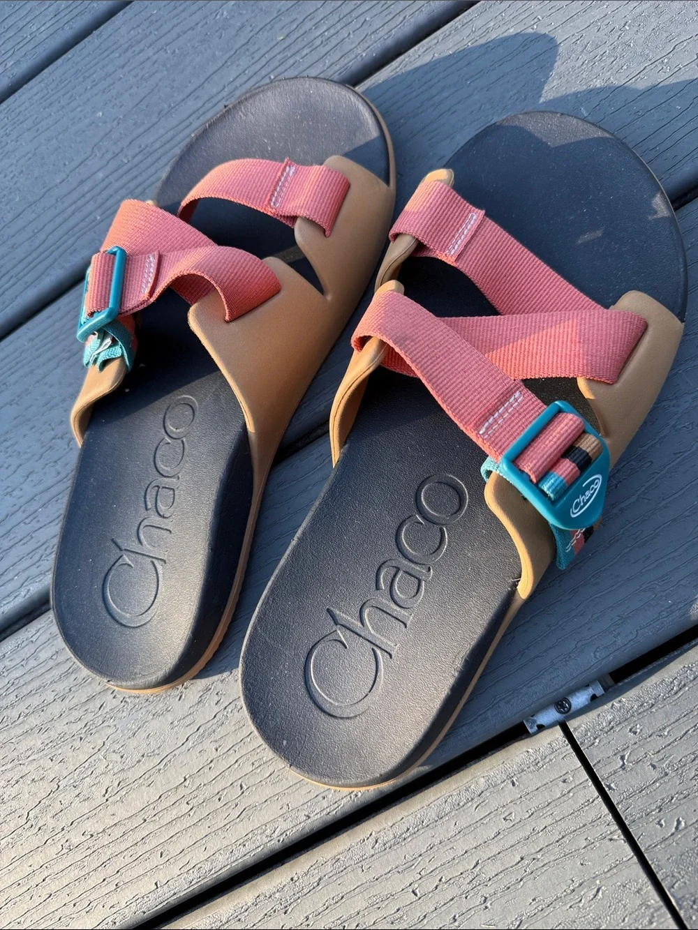 Chaco Chillos Slide Men Retro Camel Brown Size 9 Sandals